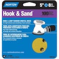 Norton Co 5" Hook & Sand 8-Hole Sanding Disc, P100-Grit, PK 4 49157